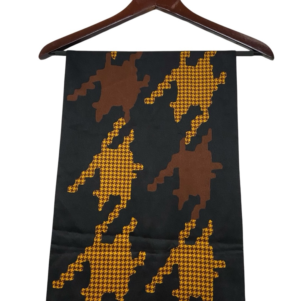 CHRISTIAN DIOR Silk Scarf Printed Pattern Black & Gold Vintage - Picture 5 of 16